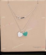 Luxury T I F F I NY & C o Mini Double Heart Tag S925 Silver Necklace for Lady